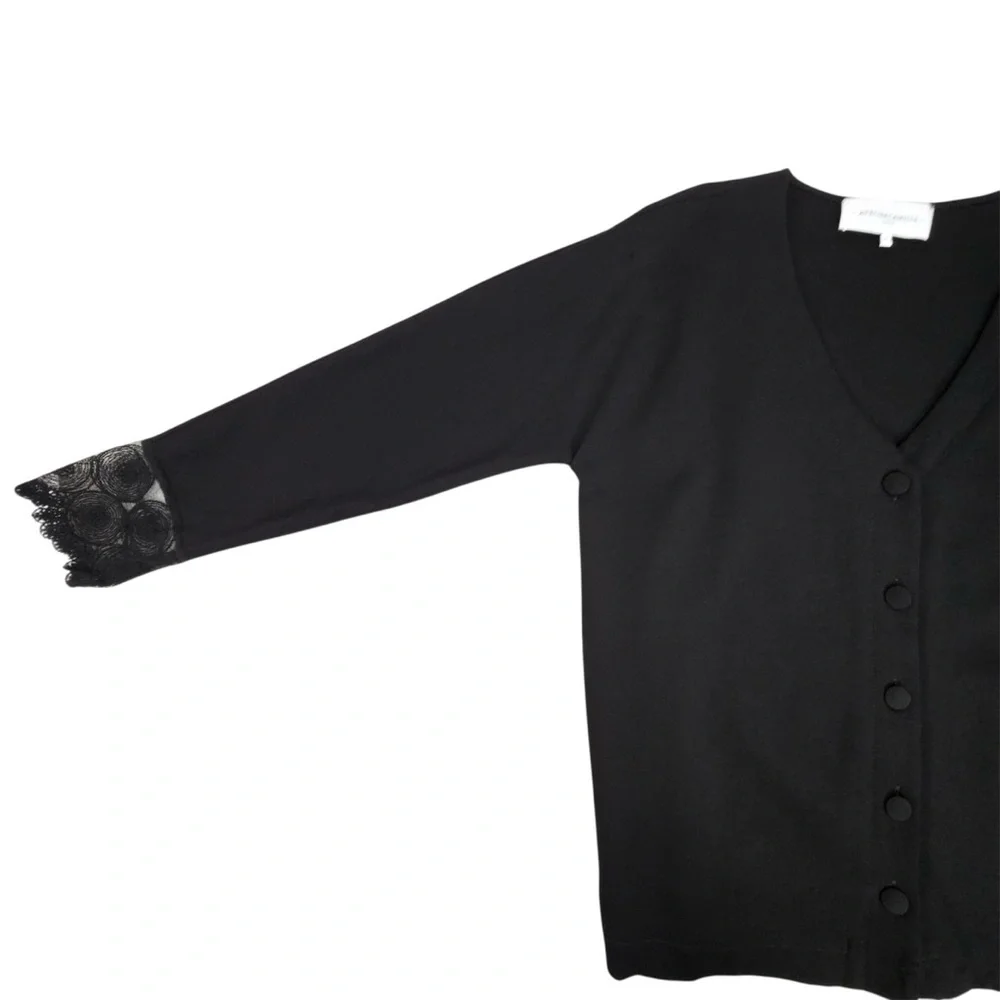 ATELIER CAMILLE Anthropologie Cardigan Viscose Lace Cuffs Women’s Size 0 France - Picture 6 of 14